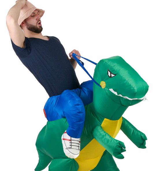 Déguisement explorateur à dos de dinosaure adulte
