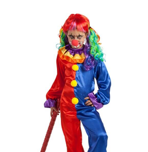 Déguisement de clown Rouge et Bleu pour fille