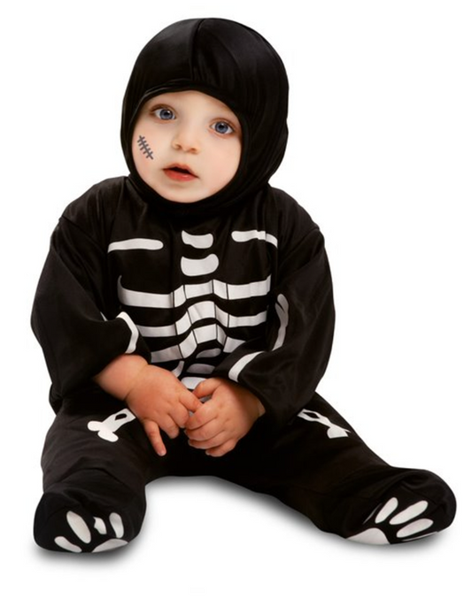 Déguisement combinaison petit squelette noir bébé