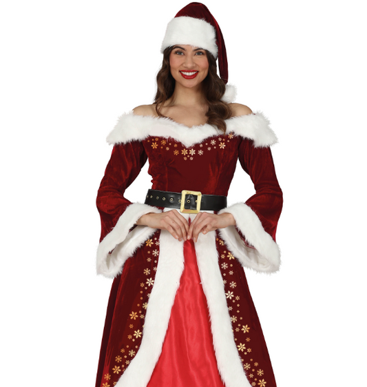 Déguisement Mère Noël chic à dorures femme