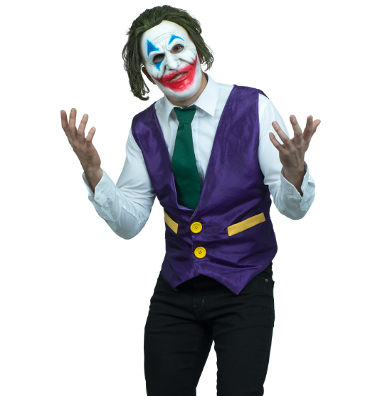 Déguisement et masque clown sourire de l'ange adulte