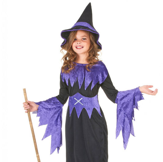 Déguisement violet de sorcière fille Halloween