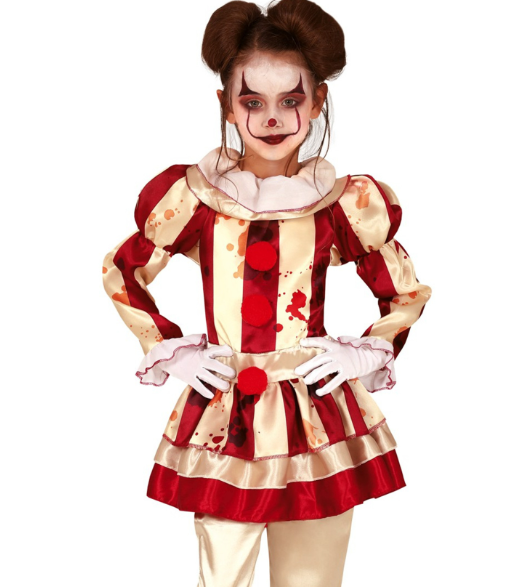 Déguisement clown terrifiante rouge et blanc fille