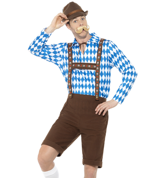 Déguisement bavarois bleu et marron adulte