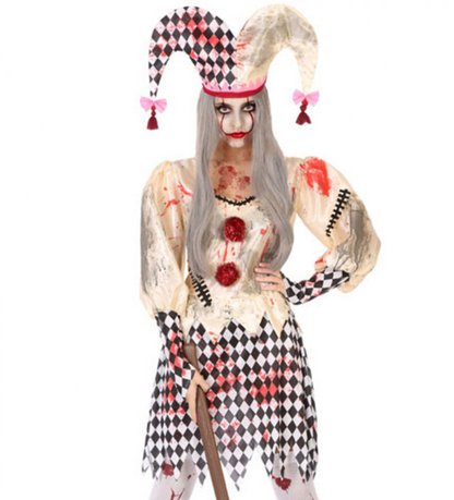 Déguisement arlequin ensanglanté femme