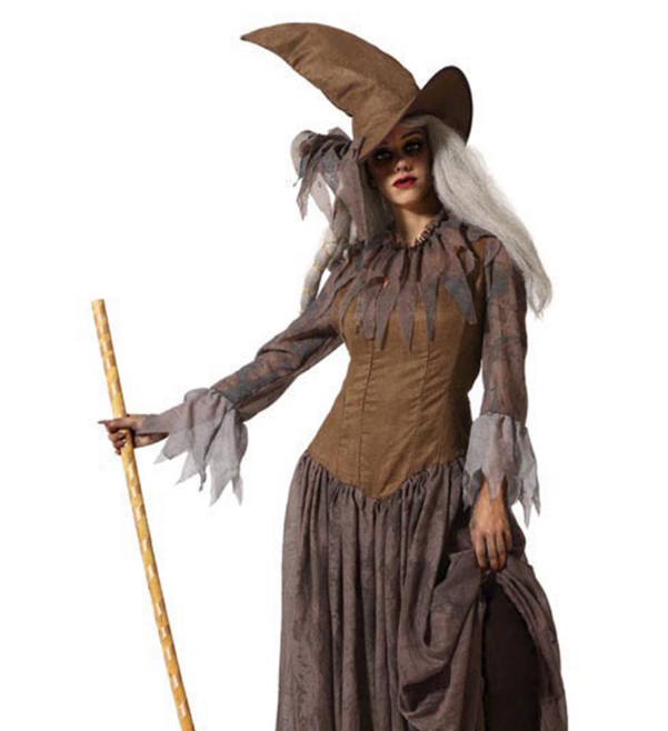 Déguisement avec chapeau sorcière marron femme