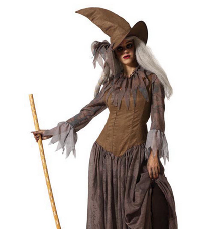 Déguisement avec chapeau sorcière marron femme