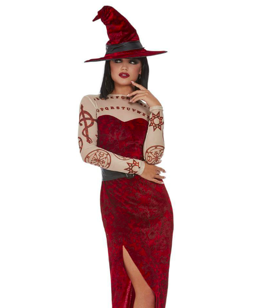 Déguisement sorcière rouge satanique femme