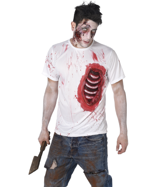 Déguisement zombie avec côtes en latex homme