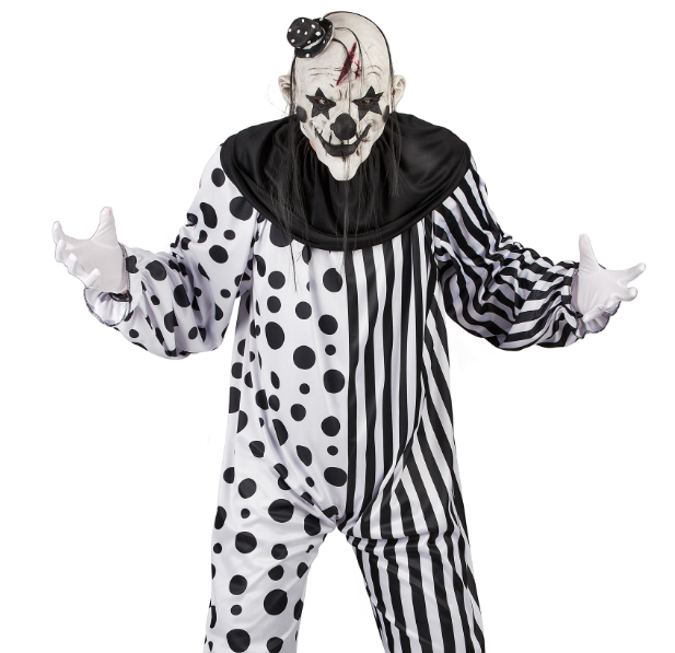 Déguisement clown monstrueux noir et blanc adulte