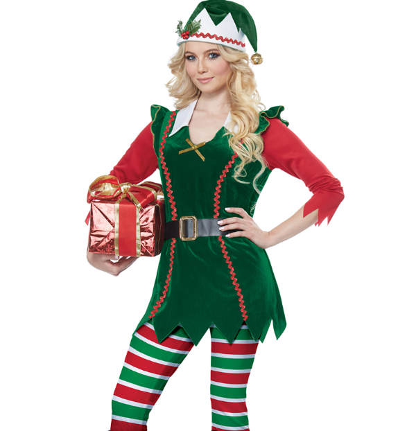 Déguisement elfe de Noël vert luxe femme