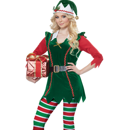 Déguisement elfe de Noël vert luxe femme