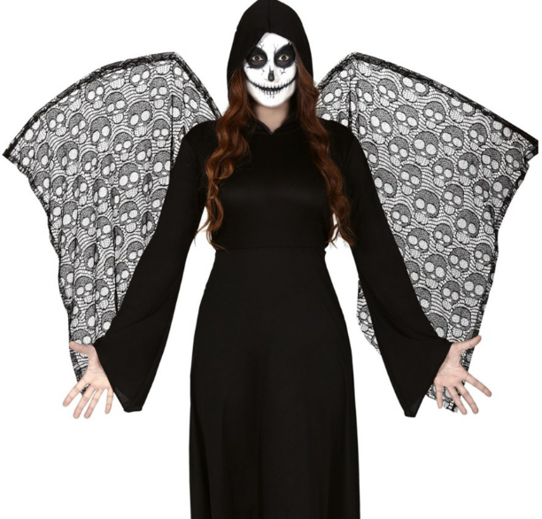 Déguisement ange de la mort ailes dentelles femme