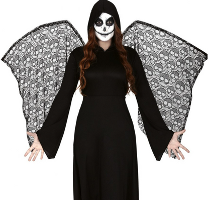 Déguisement ange de la mort ailes dentelles femme