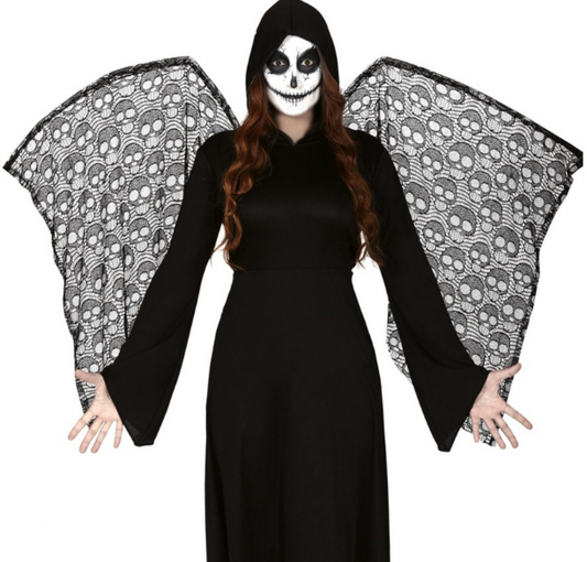 Déguisement ange de la mort ailes dentelles femme