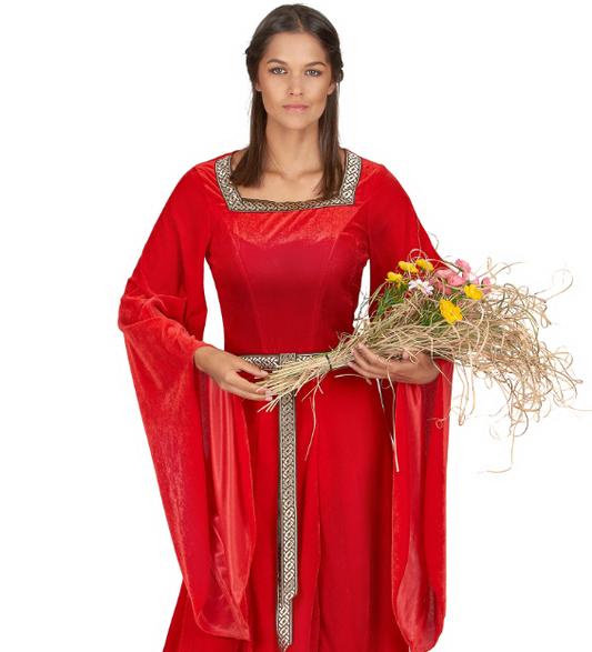 Déguisement médiéval rouge effet velours femme
