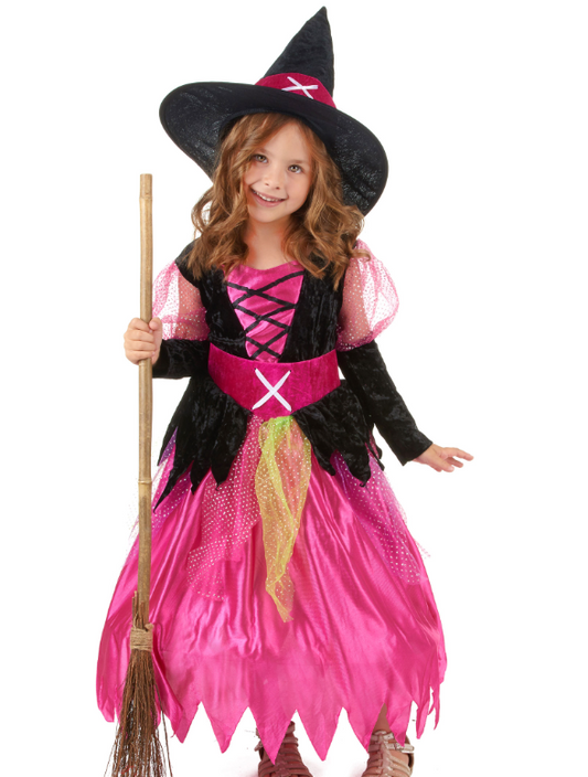 Déguisement rose sorcière fille Halloween
