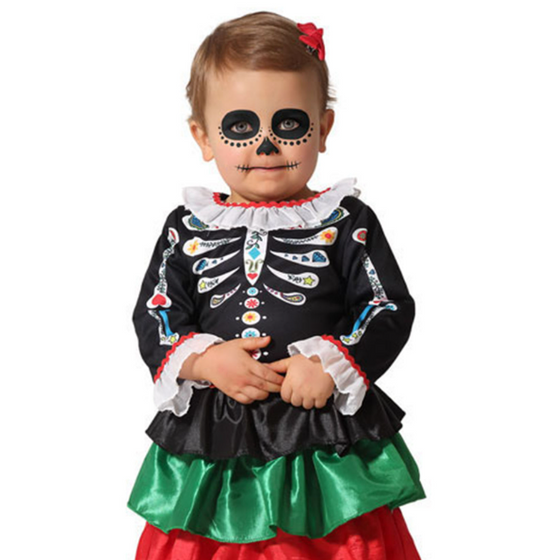 Déguisement squelette Dia de los muertos bébé fille