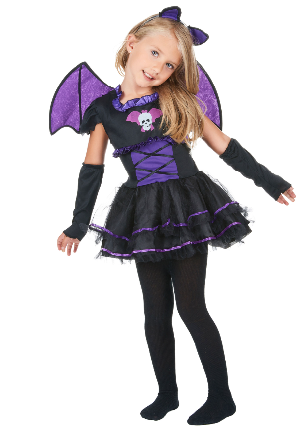 Déguisement chauve-souris noire et violette fille
