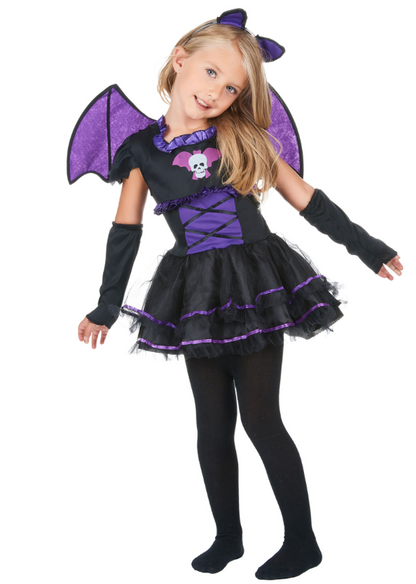 Déguisement chauve-souris noire et violette fille