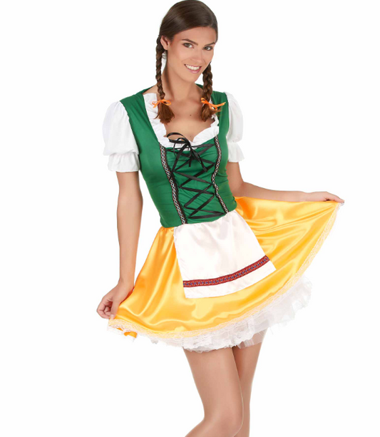 Déguisement bavaroise jaune et verte femme
