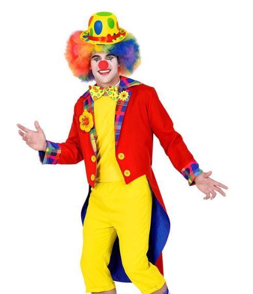 Costume ou veste de clown rouge et jaune pour homme