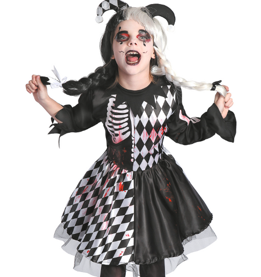 Déguisement arlequin ensanglanté fille