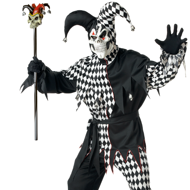 Déguisement clown Arlequin d'Halloween homme noir