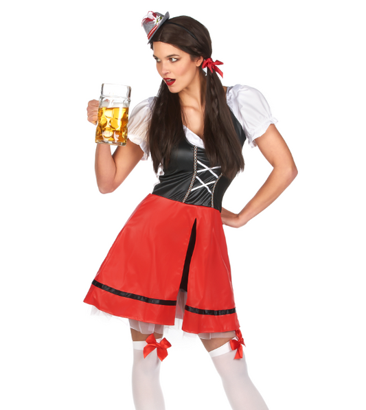 Déguisement bavaroise noire et rouge femme
