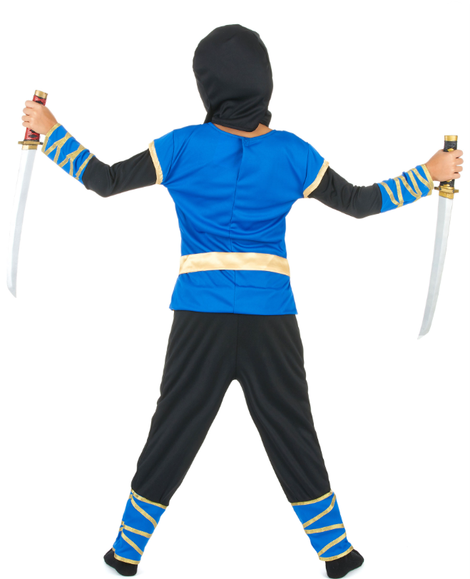 Déguisement ninja bleu et or garçon