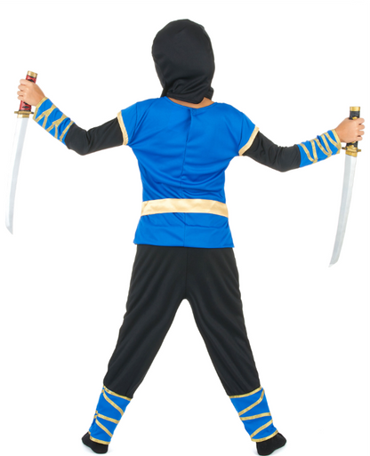 Déguisement ninja bleu et or garçon