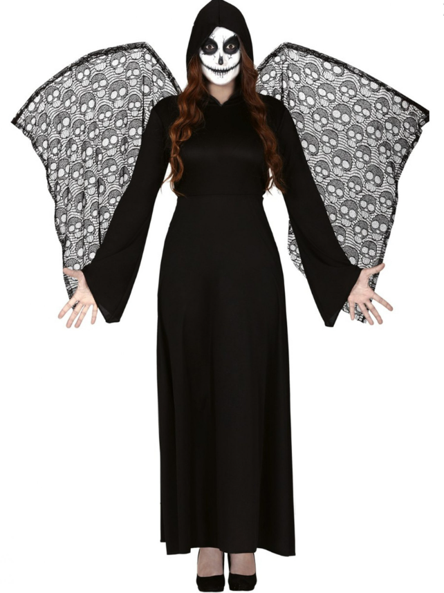 Déguisement ange de la mort ailes dentelles femme