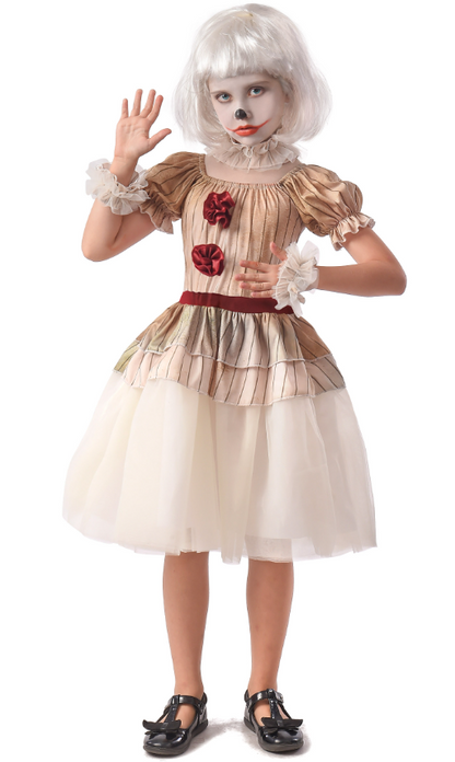 Déguisement clown terrifiant beige fille