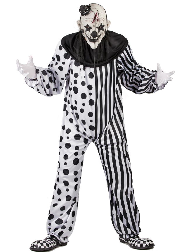 Déguisement clown monstrueux noir et blanc adulte