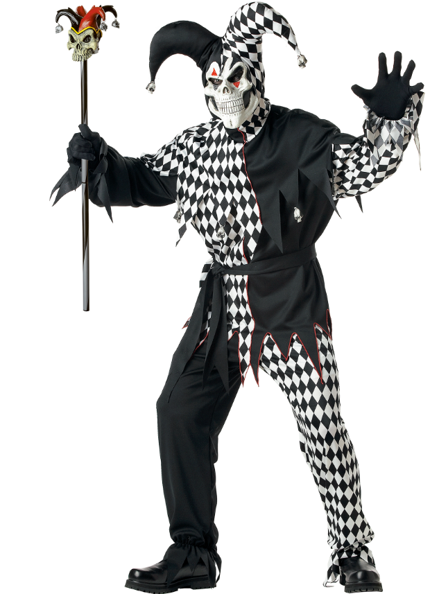 Déguisement clown Arlequin d'Halloween homme noir