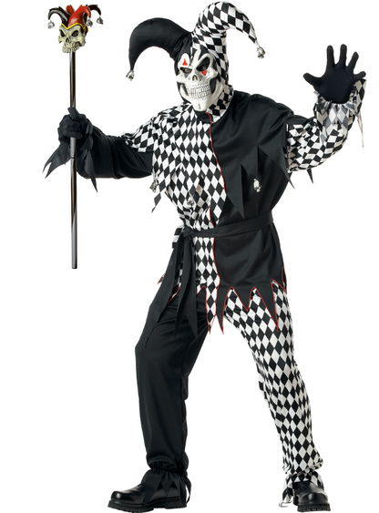 Déguisement clown Arlequin d'Halloween homme noir