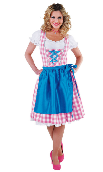 Dirndl 3 pièces rose/blanc