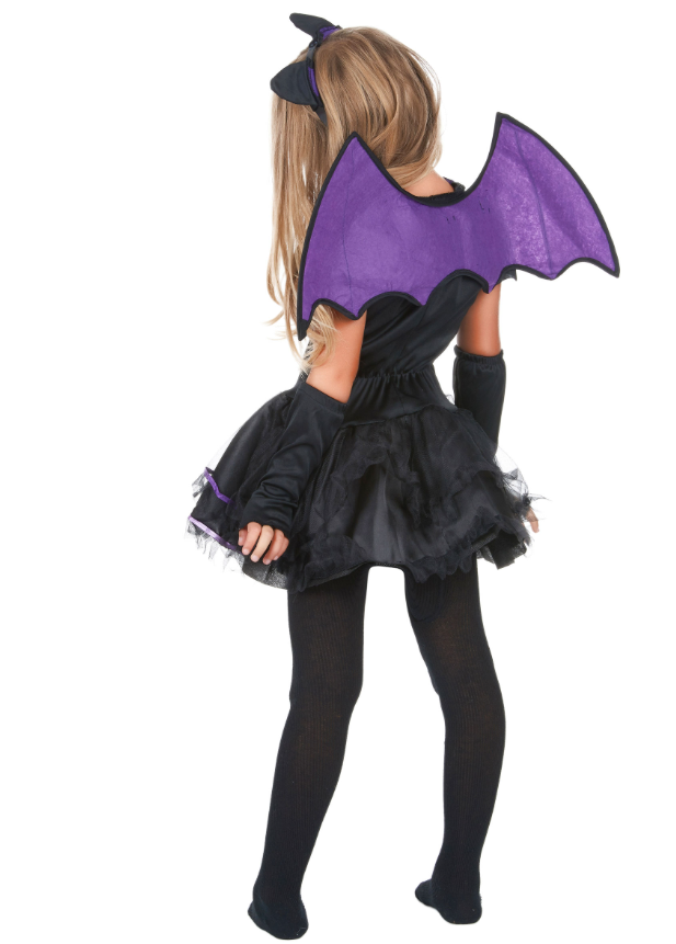 Déguisement chauve-souris noire et violette fille