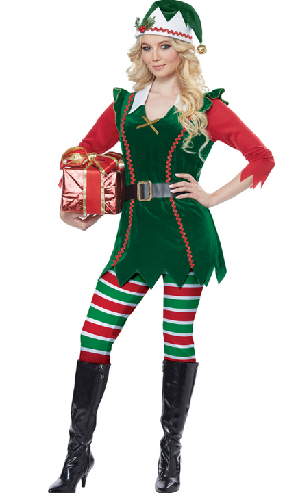 Déguisement elfe de Noël vert luxe femme