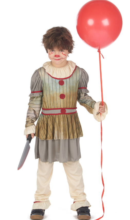 Déguisement clown terrifiant gris garçon