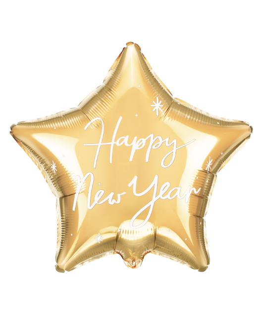 Ballon aluminium étoile dorée Happy New Year 50 cm