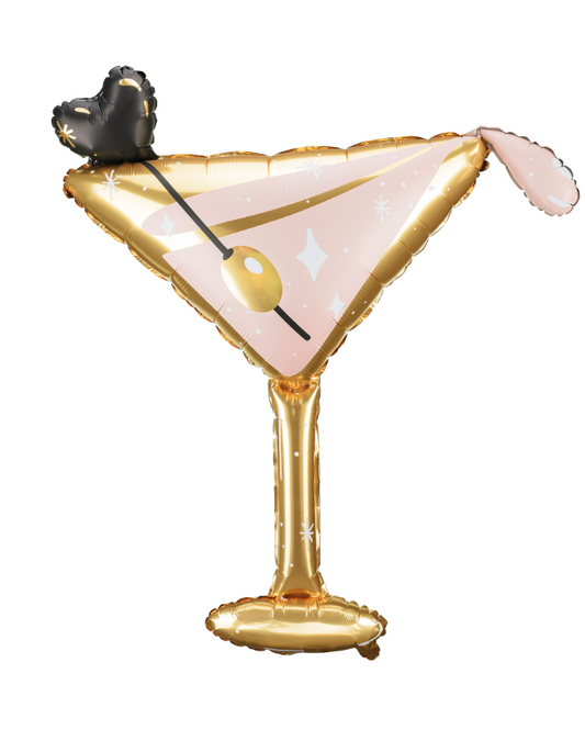 Ballon en aluminium verre de cocktail rose et or 126 x 93 cm