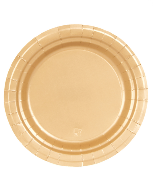 Assiettes en carton doré mat 22 cm