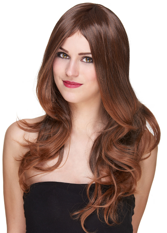 Perruque luxe chatain longue femme