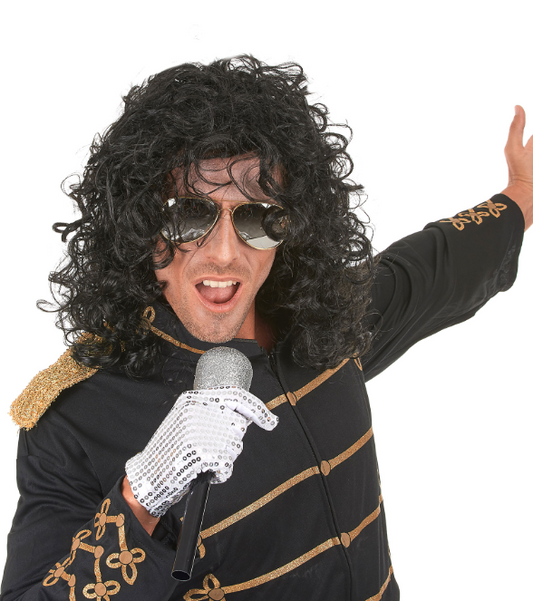 Perruque noir star de la pop homme