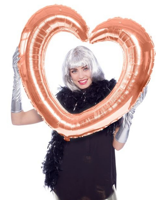 Ballon en aluminium Cadre Coeur rose gold 80 cm