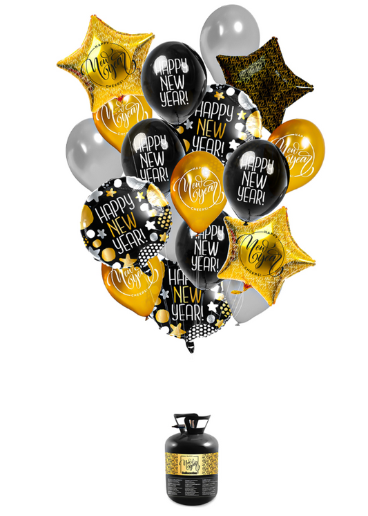 Kit bouquet de ballons avec hélium Happy New Year