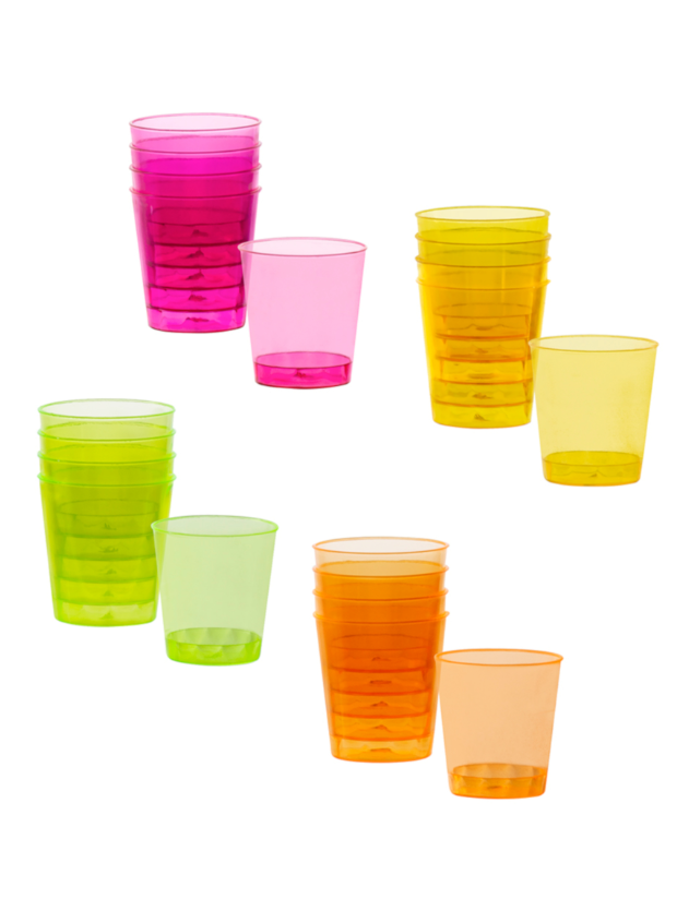 Verres shots en plastique multicolores