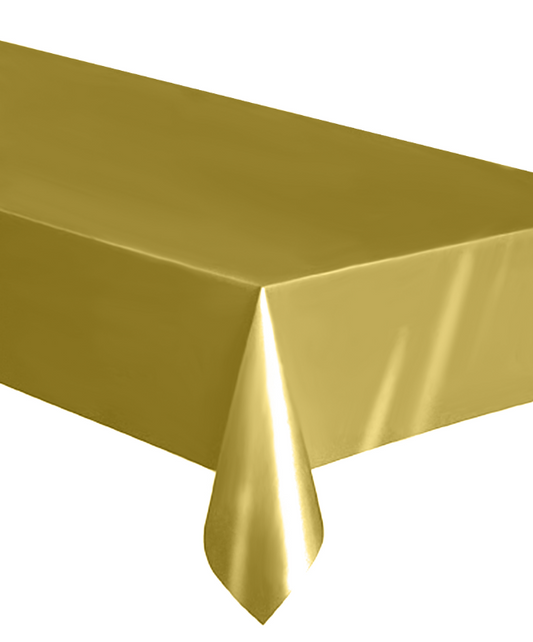 Nappe rectangulaire en plastique doré mat 137 x 274 cm