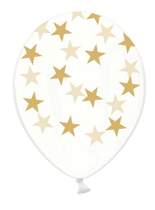 Ballons en latex transparents étoiles dorées 30 cm